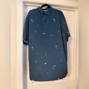 Walter Hagen Teal Blue Golf Polo with Golfer Print